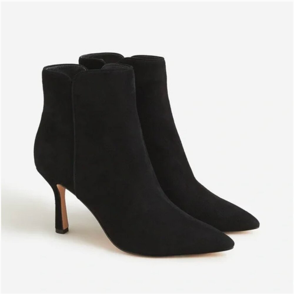 J. Crew Pointed-toe ankle boots in black suede size 10.5